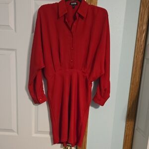 Express Bold Red Long Sleeve Dress